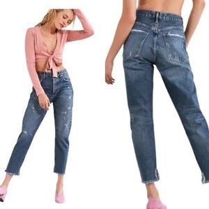 Agolde Jamie High Rise Classic Distressed Jeans in Lowdown 25